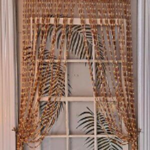 Natural Wood and Bamboo Beaded Curtain